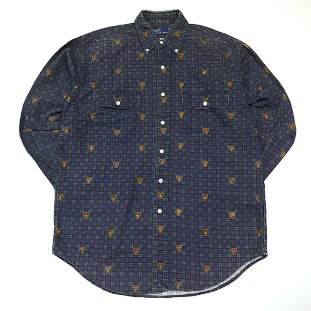 CK058 XL 폴로 90s 캐나다판 모던 블랙워치 크레스트 셔츠 남방