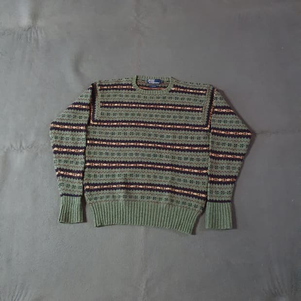 90s 폴로 페어아일 니트 스웨터 M 100