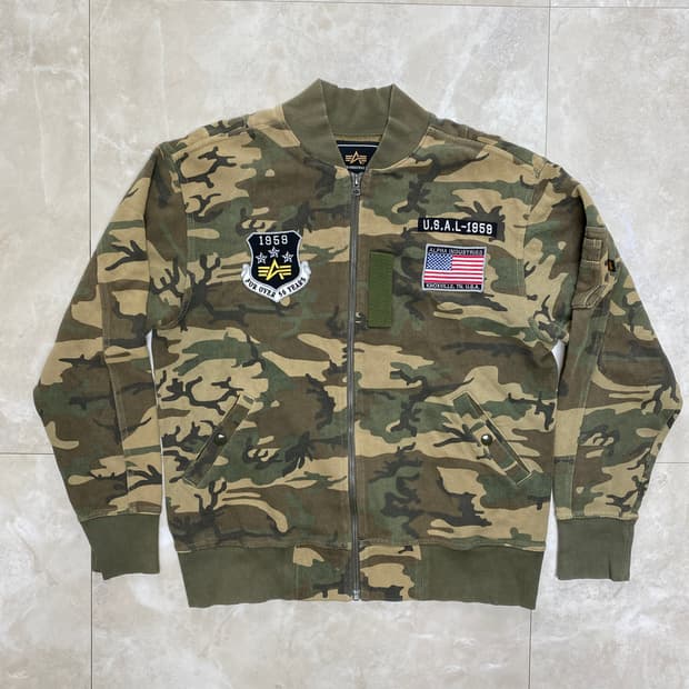 알파인더스트리 카모 코튼 스웻 MA-1 자켓 L