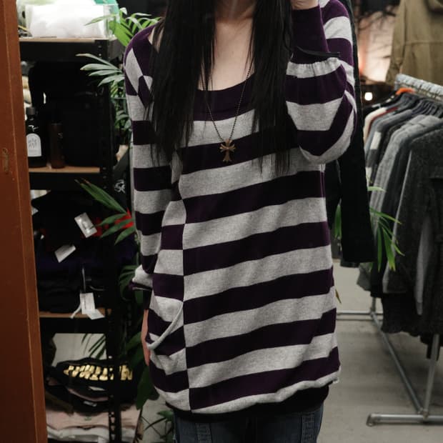 빈티지 스트라이프 니트 원피스