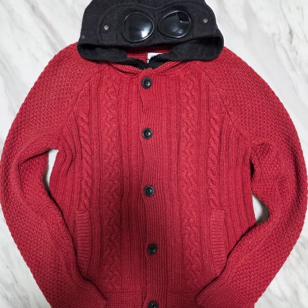 씨피컴퍼니 고글 보카새 니트 후드집업