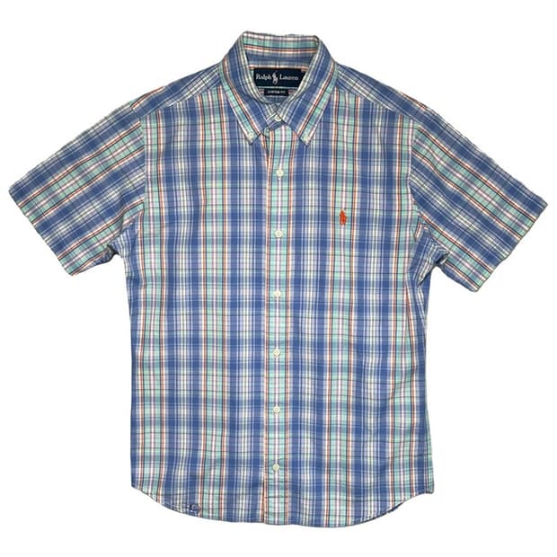 RALPH LAUREN 체크 셔츠 블루 S