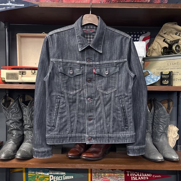 에드윈 Edge Wild Fire 워시드블랙 데님 트러커 자켓 N1090