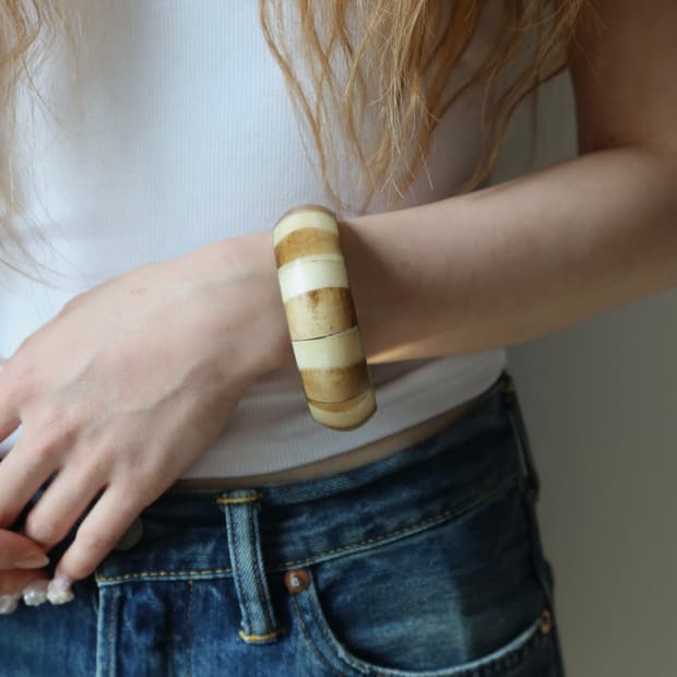 ivory brown stripe bangle