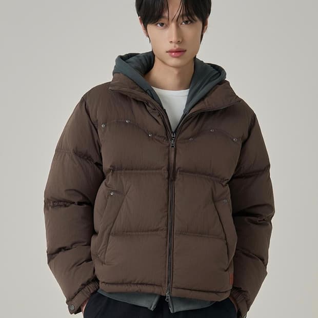 슈퍼드라이 웨스턴 덕다운 패딩 브라운