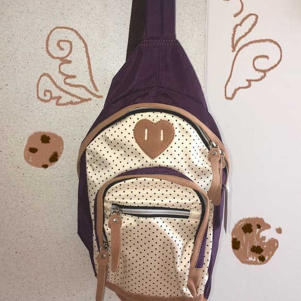 핀터레스트 도트 하트 새틴 슬링백 백팩 숄더백 라떼갸루 고프코어