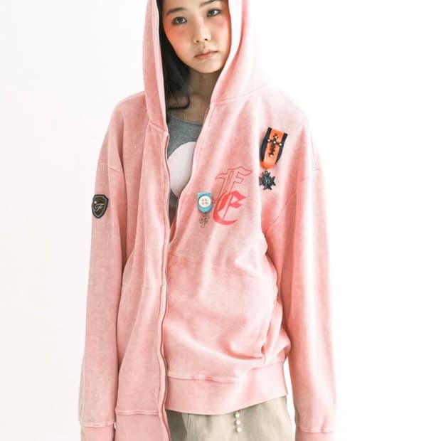 샵페어리 워싱 와플 후드집업