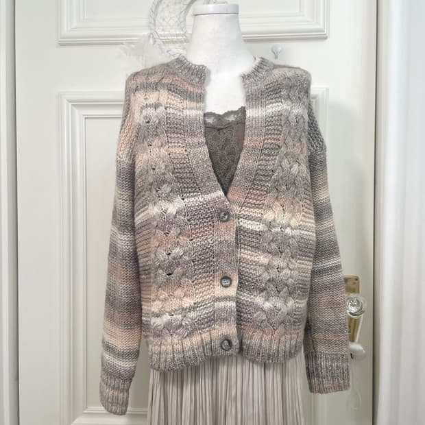 mute stripe glitter grandma cardigan