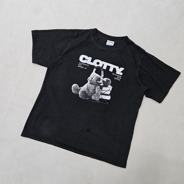 M 빈티지 곰돌이 그래픽 반팔티  0409Y