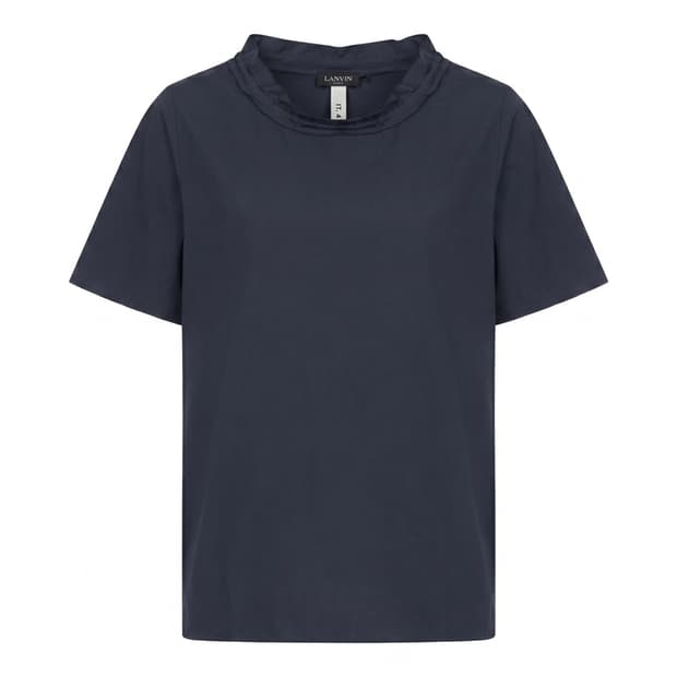 LANVIN Collection Ruffle-Neck Short Slee