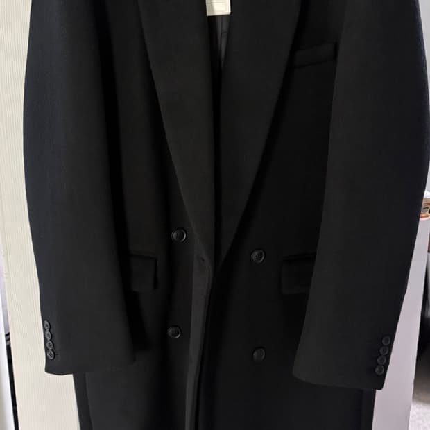 L)로우클래식 더블 롱코트 블랙 새상품