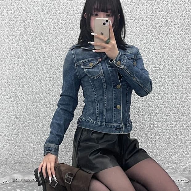 리바이스 레드탭 올드스쿨 Y2K 대장급 딱붙핏 데님자켓 M C10814