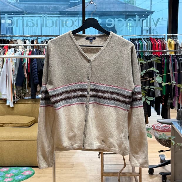 버버리 브라운 패턴 울 가디건 