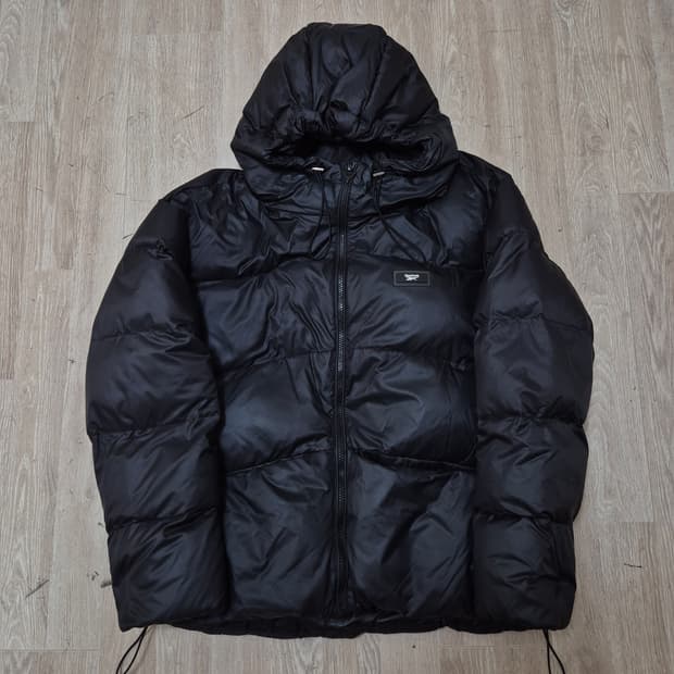 리복 박스로고 다운 후드 푸퍼 숏패딩 점퍼 L(100)