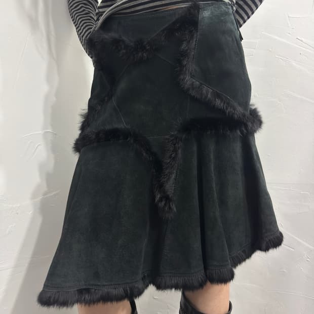 chine collection suede star fur midi ski