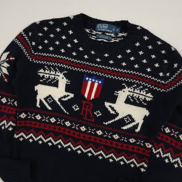 S(90) 폴로 랄프로렌 성조기 코위찬 니트