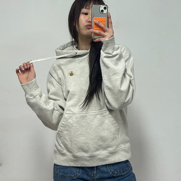 마리떼 프랑소와 저버 크레스트 로고 헤비코튼 후드티 그레이