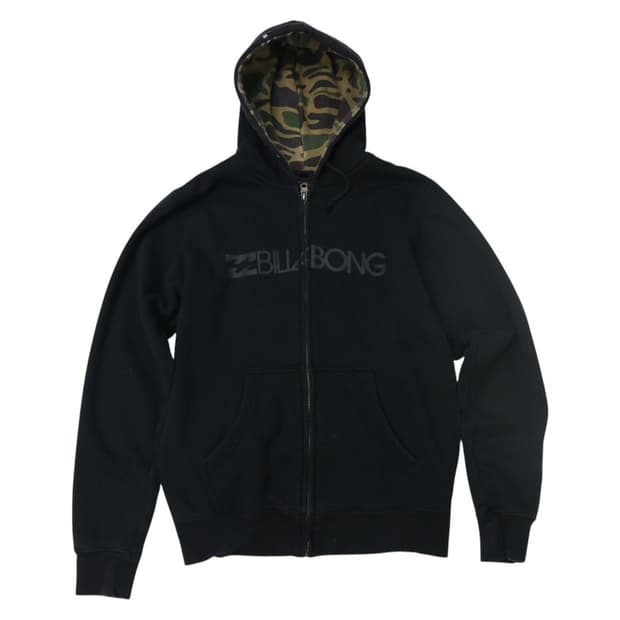 Billabong 빌라봉 카모 라이닝 블랙 로고 후드 집업 (M)