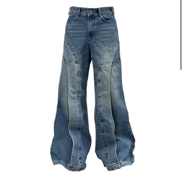 아이필럭키 Wide flare placket pants blue/스몰 