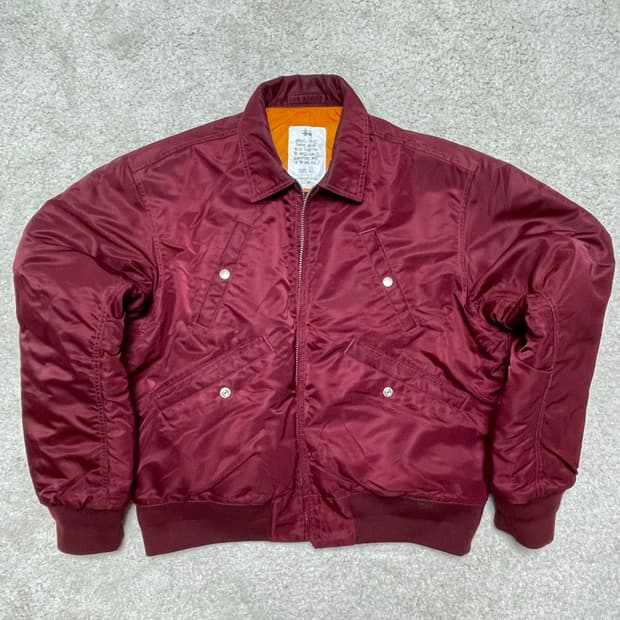 스투시 플라이트 봄버 버건디 L사이즈