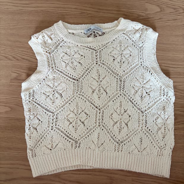 자라 zara 아이보리 린넨 니트 베스트 