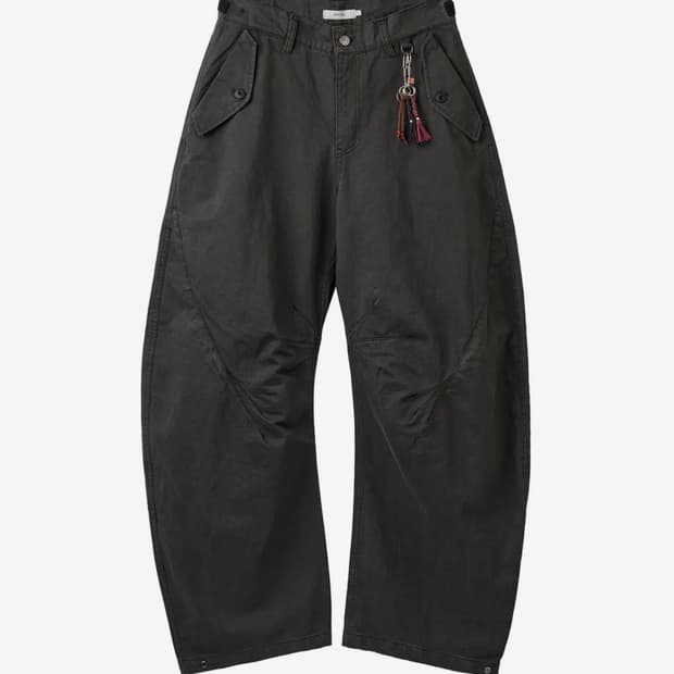 트리플 리프 커브드 팬츠_트리플 차콜