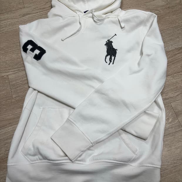 화이트 차콜 빅포니 기모 후드티