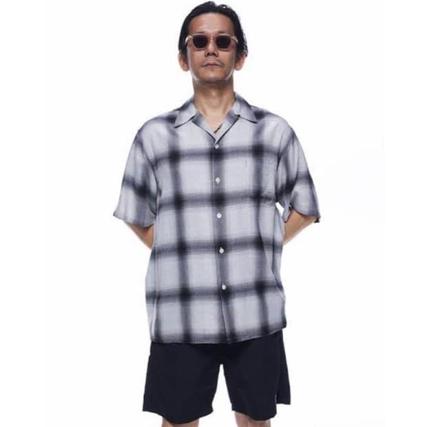 와코마리아 Wacko Maria 옴브레 체크 오픈 카라 반팔 셔츠 L