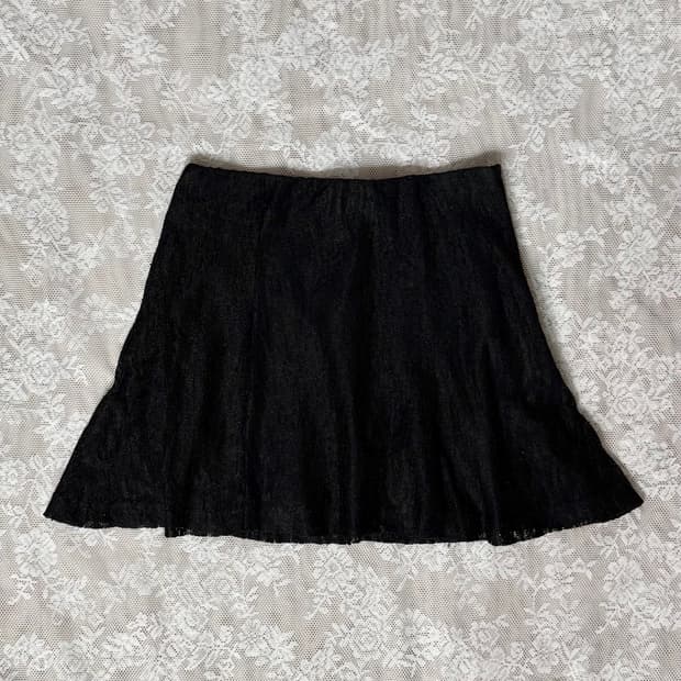 블랙 레이스 미니 스커트