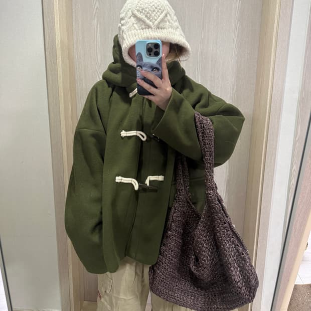 빈티지 초록 떡볶이코트자켓