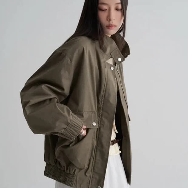 에잇세컨즈 피그먼트 코튼 블루종 봄버 자켓 카키 s