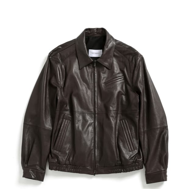 해칭룸 스티치 레더 자켓 다크 브라운