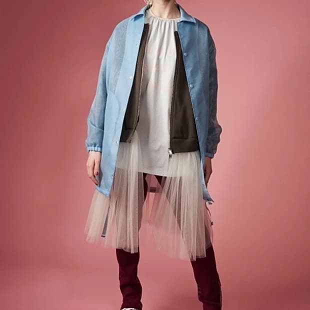 ( 레어) 수언더커버 18ss 카키 자켓 도킹나일론 스커트