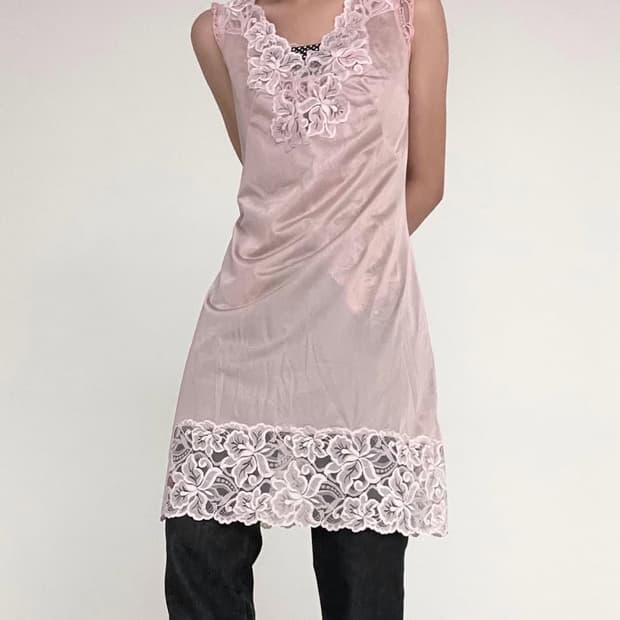 로맨틱 페어리 플라워 자수 슬리브리스 파우닝도요샛