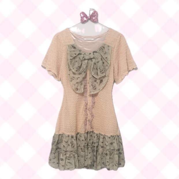 액시즈팜 AXES Femme 오렌지핑크 코랄 리본 프릴 원피스