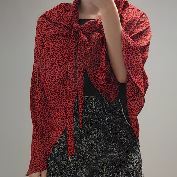 갸루 호피패턴 숄 가디건