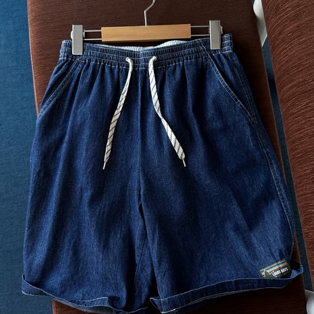 Denim easy silhouette half pants