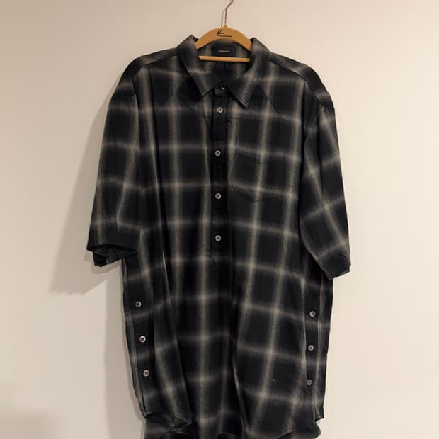 UNDERCOVER 레이어드 온브레 체크 셔츠 반팔