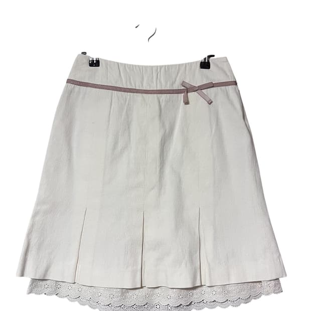 일본 빈티지 레이스 리본 미디 스커트
