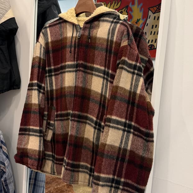 60-70s Brent 빈티지 옴브레 쉐르파 후드 자켓