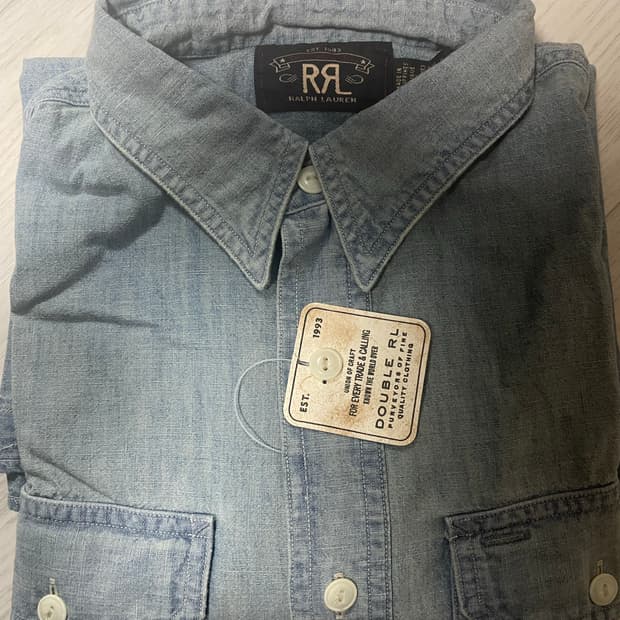 더블알엘 rrl 인디고 샴브레이 워크셔츠 s