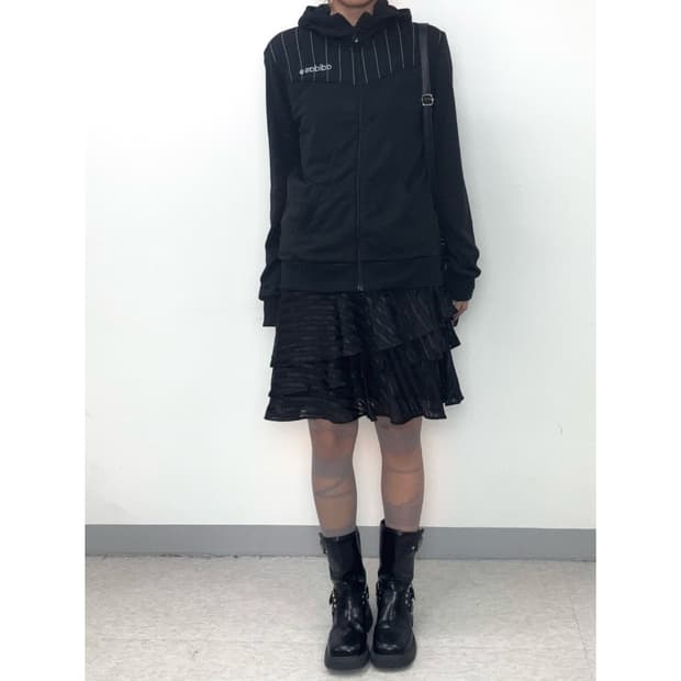 빈티지 프릴 미디 스커트