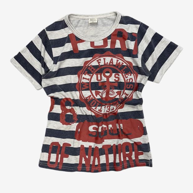stripe sailor printing t-shirt