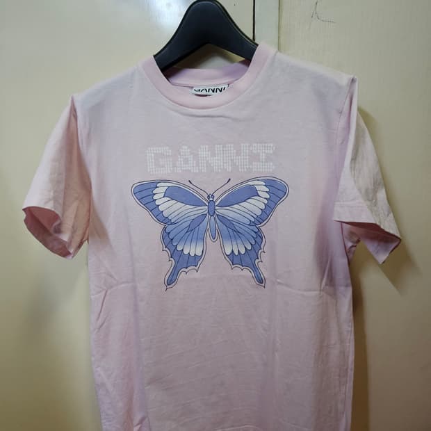 XS) 가니 GANNI 버터풀라이 반팔티 핑크 반팔 티셔츠