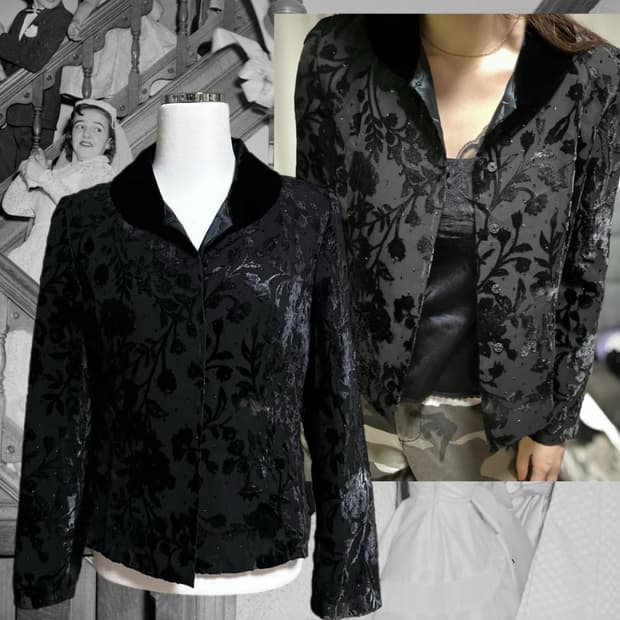 oriental mood black flower jacket