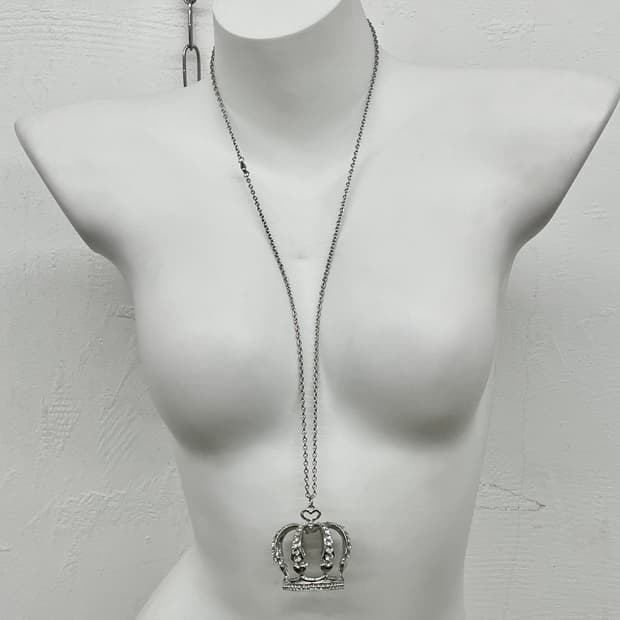 히메갸루 크라운 큐빅 롱 네크리스