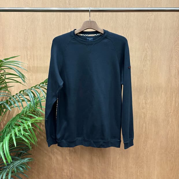 버버리 골프 코튼 긴팔 맨투맨 사이드 와펜 레글런 디테일 네이비