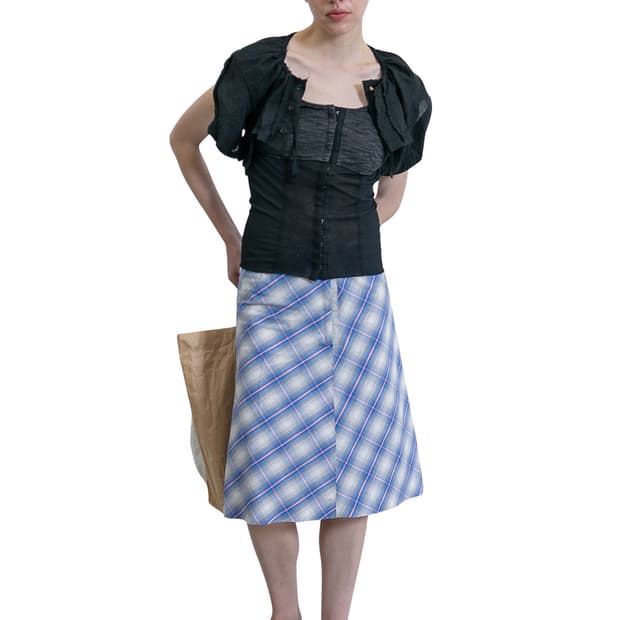 [F]퍼버즈 26ss 빈티지 체크 스커트/블루