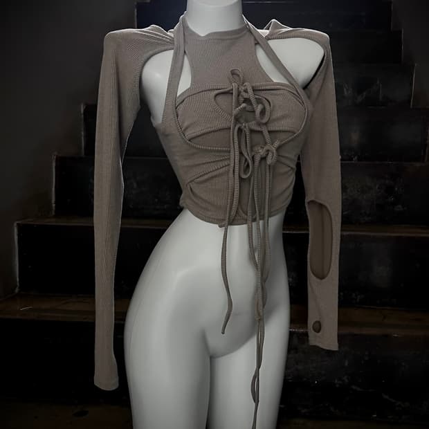 혜인 서 마크라메 투웨이 슬림 워머탑