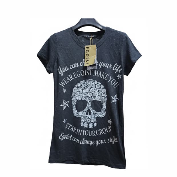 EGOIST 스컬 프린팅 반팔 티셔츠 